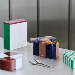 HAY Plechová dóza Tin Medium Brown/Midnight Blue, modrá barva, hnědá barva, kov