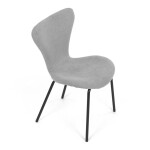 Židle jídelní, stříbrná látka, nohy černý kov