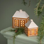 KÄHLER Porcelánový svícen Gingerbread Lighthouse Medium, hnědá barva, porcelán