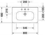 DURAVIT - DuraStyle Umyvadlo 80x48 cm, s přepadem, s otvorem pro baterii, bílá 2320800000