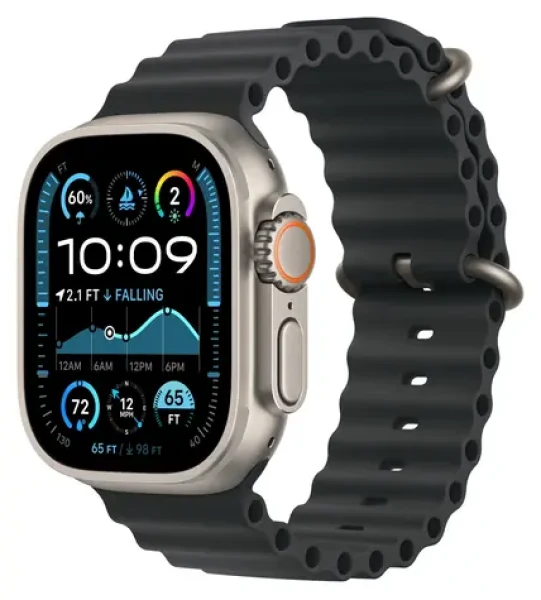 Apple Watch 49mm Black Ocean / Prodloužení oceánského řemínku / přírodní titan (MXTM3ZM/A)