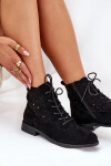 Šněrovací Boty S Ažurovým Vzorem S.Barski HY51-136 Černé 37