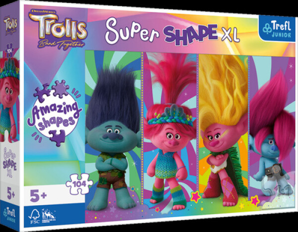 Puzzle Super Shape XL Trollové Trollí hrátky 104 dílků