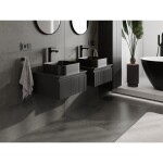 MEXEN/S - Rivel koupelnová skříňka pod umyvadlo 50 cm s deskou, 1 šuplík, reliéf , černá mat 91A20-05023-1-BFC71