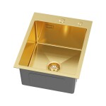 Erga HD, 1-komorový ocelový dřez 400x500x210 mm, zlatá matná, ERG-MLS-HD4050G