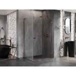 MEXEN/S - Lunar-B L sprchový kout dveře křídlové pravá 75 x 70, transparent, růžové zlato 832L-075-070-60-00-P