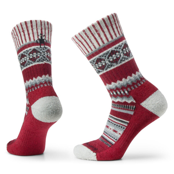 Unisex merino městské ponožky SMARTWOOL Everyday Cozy Snowed In Sweater Crew Soc, Tibetan Red velikost: 34-37 (S)