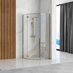 REA/S - Sprchový kout DIAMOND 90x90 - zlatá + sprchová vanička Diamond, bílá KPL-04904