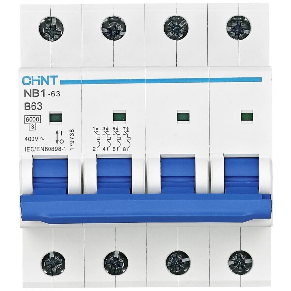 Chint 179736 NB1-63 4P B50 6kA DB elektrický jistič 4pólový 50 A 240 V, 415 V