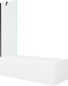 MEXEN/S - Cubik obdélníková vana 150 x 70 cm s panelem + vanová zástěna 60 cm, transparent, černá 550315070X9506000070