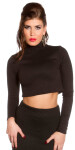 Sexy KouCla dlouhý rukáv crop top břicho zdarma black