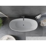 MEXEN/S - Olea volně stojící vana vzor 170 x 80, bílá, sifon a přepad grafit kartáčovaná 52821708000-66