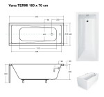 BESCO - Obdélníková vana TERMI - Nožičky k vaně - S nožičkami, Rozměr vany - 160 × 70 cm OLVTER16+OLVPINOZ