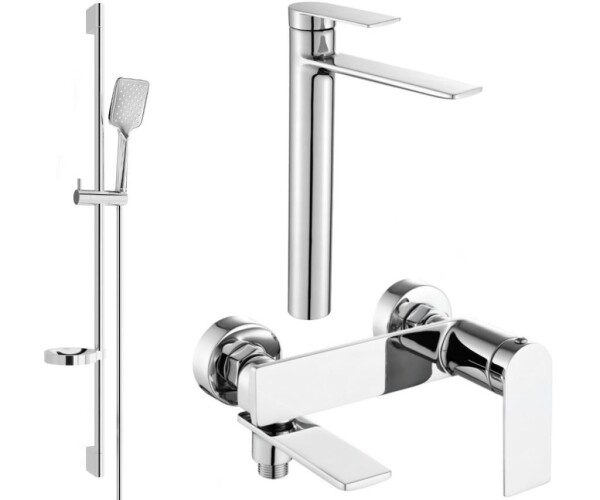MEXEN - Zero SET umyvadlová + vanová baterie s příslušenstvím DS62, chrom 7113DS62-00