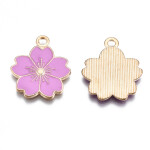Kovový přívěsek - květ sakury - fialový - 20,5 x 17,5 x 1,5 mm - 1 ks