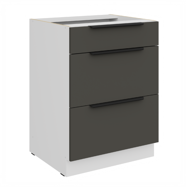 Spodní skříňka Aria 60 D 3S BB - Premium Box Barva korpusu: Bílá, Barva dvířek: GR - Graphite AFM