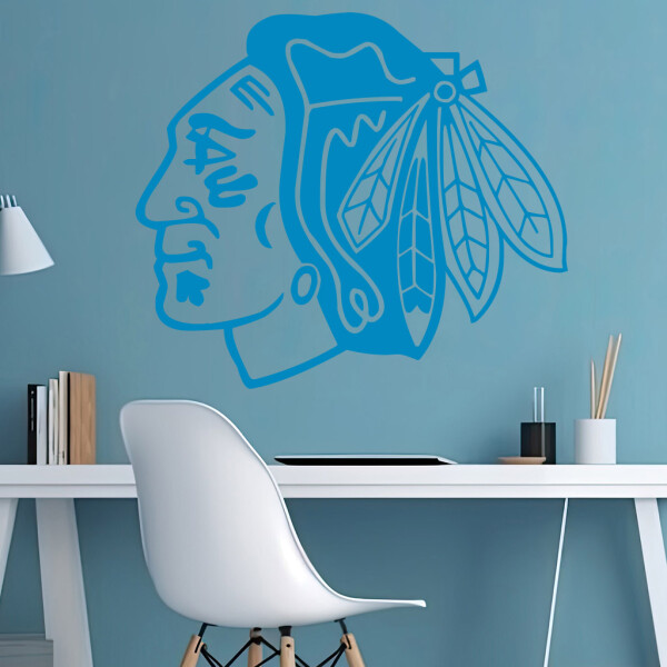 Samolepka Hokejový tým Chicago Blackhawks Barva: modrá, Velikost: 60 x 52 cm