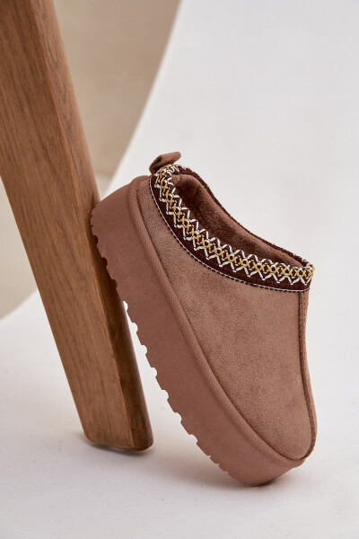 Dětské zimní boty pro mládež s výšivkou na platformě Khaki Jolisse 32