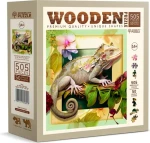 WOODEN CITY Dřevěné puzzle Chameleon a květiny