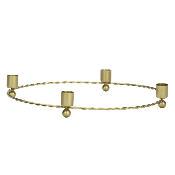 MADAM STOLTZ Adventní svícen Antique Brass Ø 32 cm, zlatá barva, kov