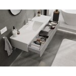 MEXEN/S - Rivel koupelnová skříňka 140 cm s umyvadlem Otis, 1 šuplík, reliéf , šedá mat/bílá mat 91A20-14023-1-BF62-W18M01