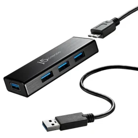 J5Create JUH340 černá / USB hub / USB 3.0 / 4x USB-A / s napájecím adaptérem (JUH340-N)