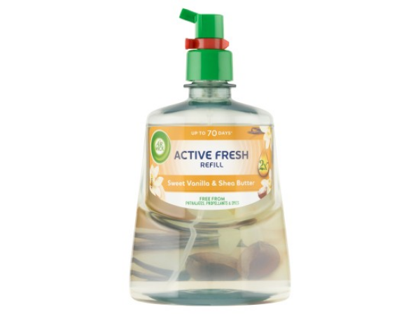 Air Wick Active Fresh Náplň na vodní bázi do automatického difuzéru vanilka a bambucké máslo 228 ml
