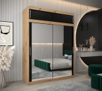 Šatní skříň Abi T3 s nástavcem Barva korpusu: Černá, Rozměry: 150 cm, Dveře: Černá