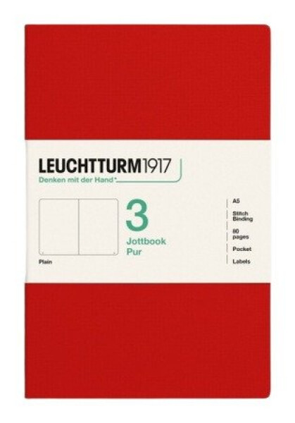 Zápisník Jottbook pur A5, 80l, čistý, Cherry, 3ks