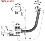 RAVAK - Odtokové systémy Vanový odtokový komplet 800 s napouštěním přepadem II ClickClack, chrom X01505