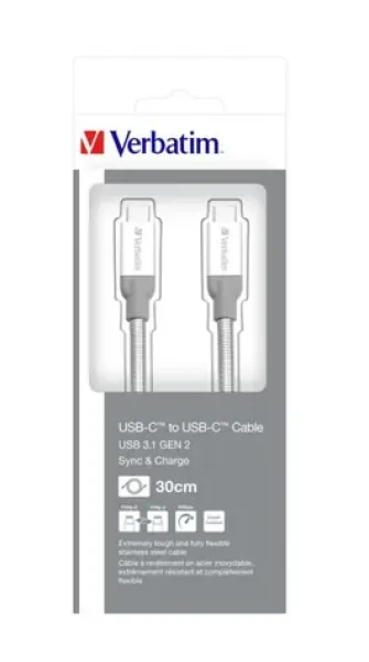 Verbatim 48867 USB (3.1), USB C (3.1)/USB C (3.1), 0,3m, stříbrný