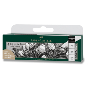 Popisovač Faber-Castell Pitt Artist Pen 4 kusy, black & white