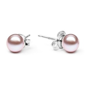 Náušnice s levandulovou 5.5-6 mm perlou Chloe II, stříbro 925/1000, Levandulová