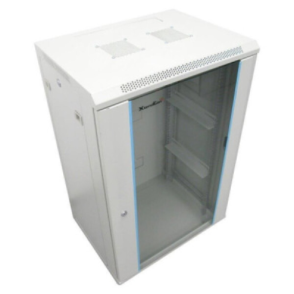 XtendLan 19" nástěnný rozvaděč 18U 600x450, nosnost 60 kg, skleněné dveře, svařovaný, šedý EDF_10102706