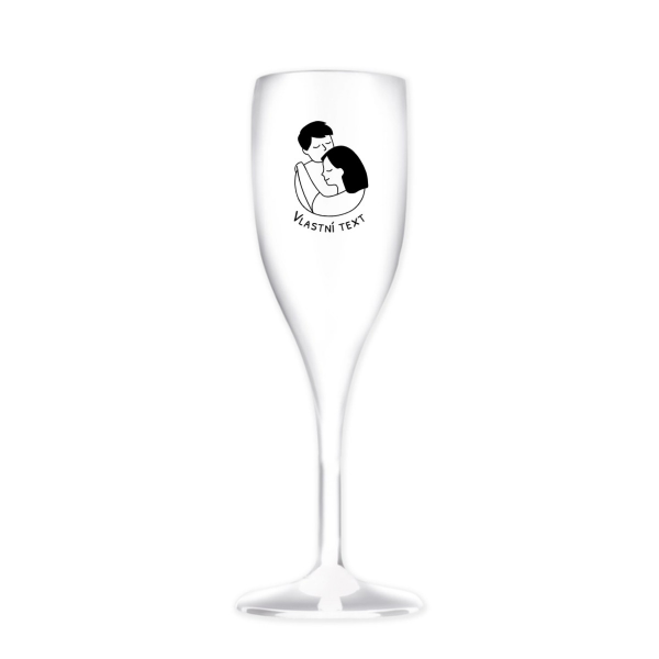 Personalizovaná nerozbitná prosecco sklenice - pár v objetí