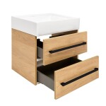 Koupelnová skříňka s umyvadlem a černou úchytkou SAT Cube Way 60x53x46 cm dub Hickory mat CUBE46C602DHSATCW CUBE46C602DHSATCW