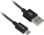 Sharkoon USB-A - Micro USB B černá/šedá / USB kabel / 2.0 / Opletený / Hliníkové konektory / 1 m (4044951027002)