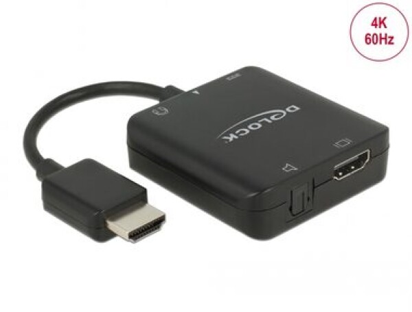 DeLock Audio Extraktor HDMI (M) - HDMI (F) 3.5mm jack S/PDIF černá (63276)