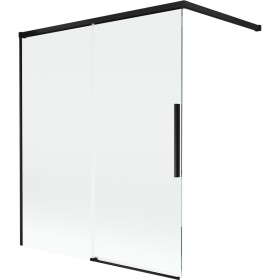 MEXEN/S - Rox vanová zástěna 2-křídlová posuvná 140 x 150, transparent, černá 8C9-140-003-70-00