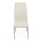 Židle jídelní, krémová látka, šedé kovové nohy