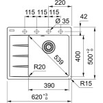 FRANKE - Centro Fragranitový dřez CNG 611-62 TL/7, 62x50 cm, bílá-led 114.0637.164