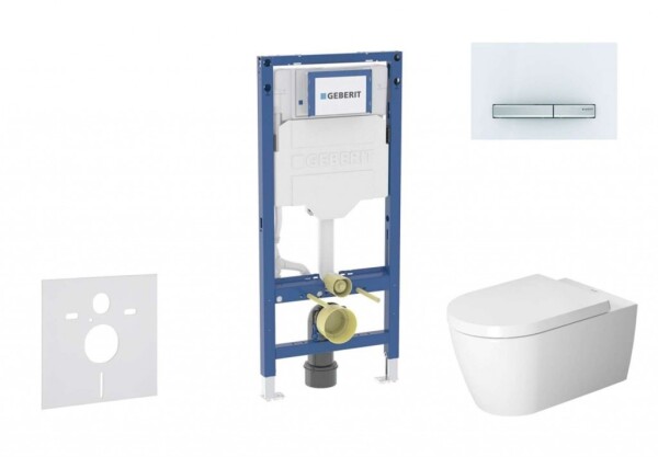 GEBERIT - Duofix Set předstěnové instalace, klozetu ME by Starck a sedátka softclose, tlačítko Sigma50, alpská bílá SANI11CP3115