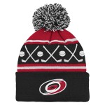Outerstuff Dětská předškolní zimní čepice Carolina Hurricanes NHL Face-Off Cuff Pom