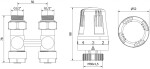 MEXEN/S - G01 středová termostatická souprava pro radiátor DN50, středová 1/2"x16 mm, nikl W912-016-918-01