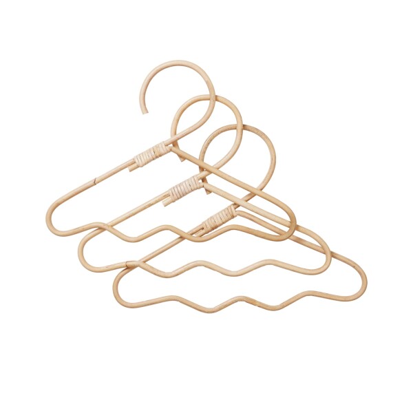 Ferm Living Dětská ramínka na šaty Wavi Rattan – set 3 ks, přírodní barva