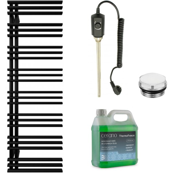 CERANO - Koupelnový elektrický radiátorový set Burke - L/P - 600W - černá matná - 1600x500 mm CER-680549