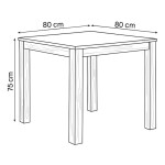 Jídelní stůl 80x80x75 cm, masiv dub bílý, povrchová úprava olejem, nohy 8x8 cm