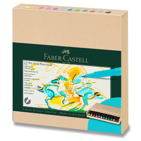 Popisovač Faber-Castell Pitt Artist Pen Brush studio box, 12 ks