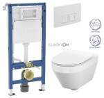 GEBERIT DuofixBasic s bílým tlačítkem DELTA50 + WC CERSANIT CLEANON CREA OVÁL + SEDÁTKO 458.103.00.2 50BI CR1