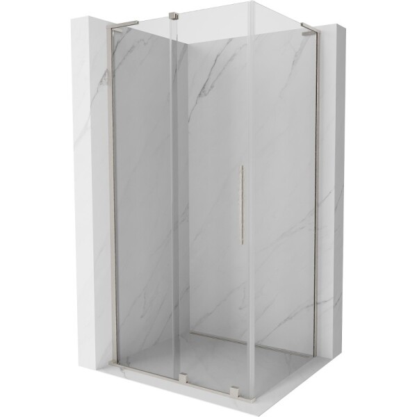 MEXEN/S - Velar L sprchový kout, posuvné dveře 120 x 70, transparent, nikl kartáčovaný 871-120-070-03-97